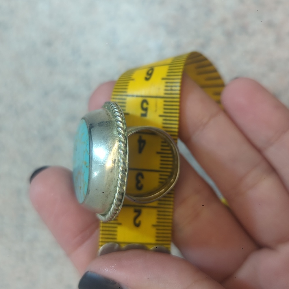 VINTAGE NATIVE AM. TURQUOISE RING - Picture 4 of 4